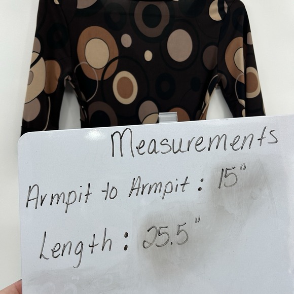 Vintage Wisse Womens Y2K Babydoll Retro Top Size Small Brown Geometric Mod 2000s - Picture 7 of 7